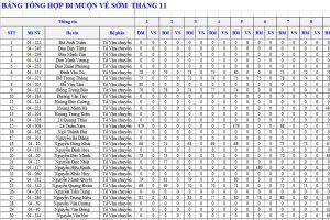 Báo cáo chấm công về sớm bằng excel trên phần mềm chấm công FTA